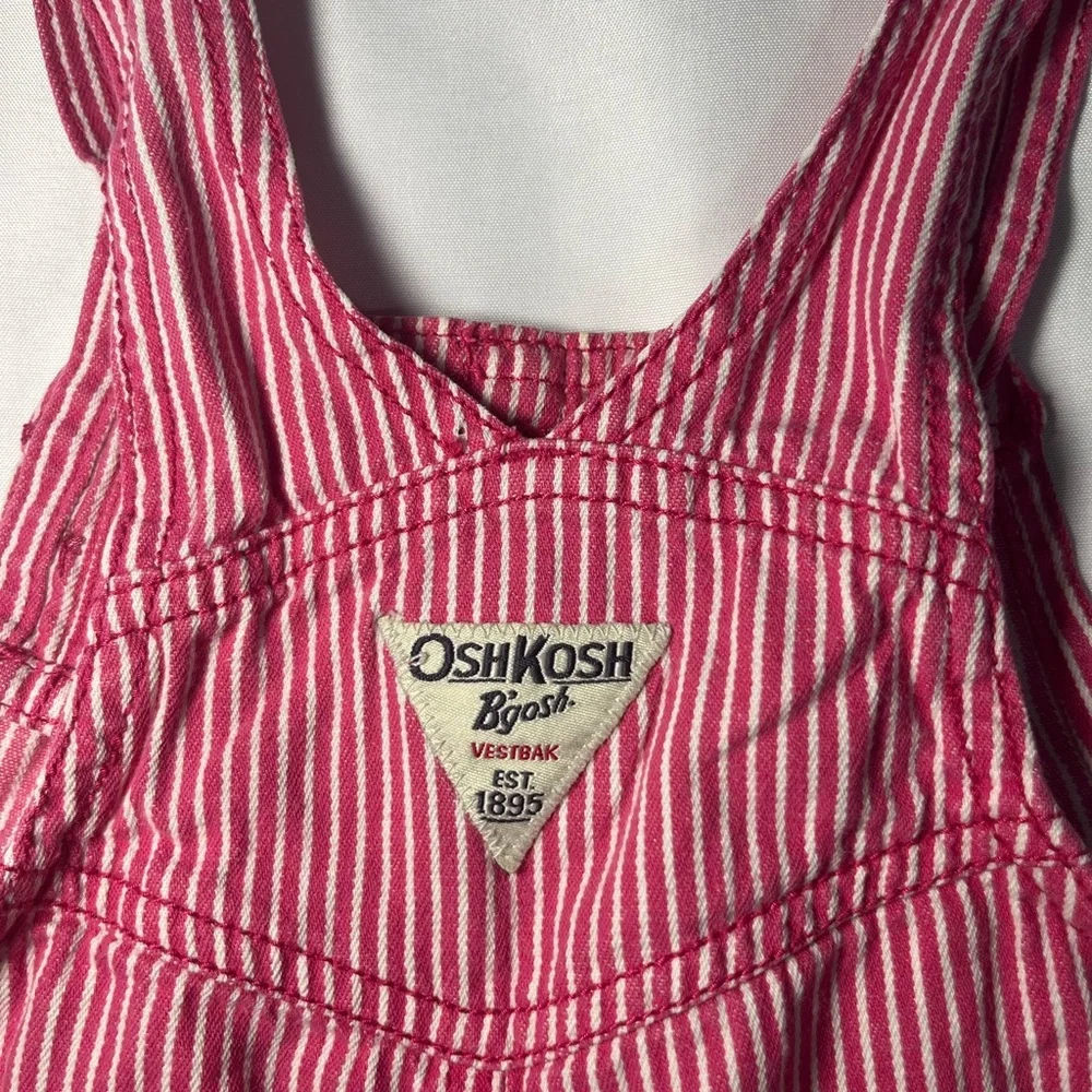 Vintage‎ OshKosh B’gosh Vestbak Pink White Stripe Shortalls Girls 24M